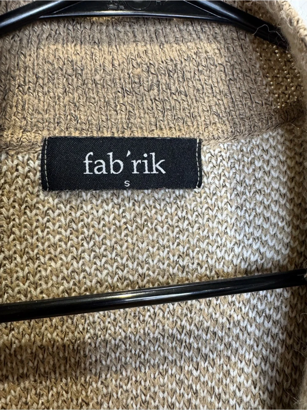 Fab'rik Women's Small Checkered Duster Cardigan Jacket Tan Brown